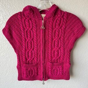 Aran Sweater Market Wool Cable Knit Double Zipper Cardigan 2-3 Yrs